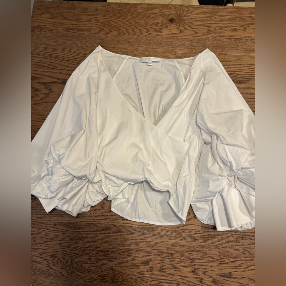 Caroline Constas White Ruffle Long Sleeve Top Size m